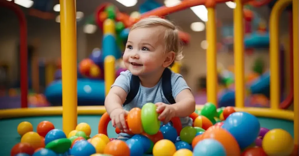Young Kid in a home play gym playing